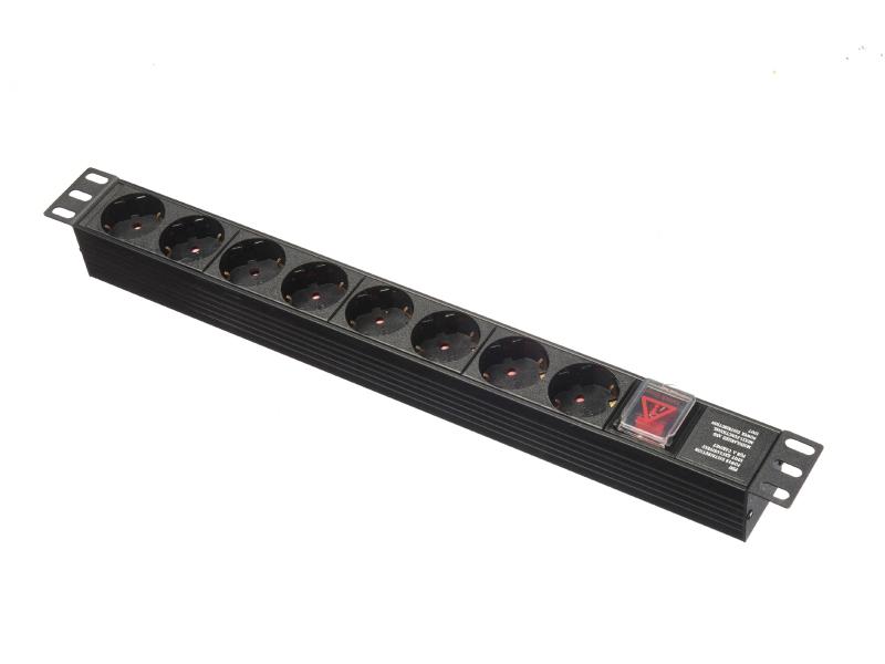 Блок розеток для 19″ шкафов, горизонтальный, 8 розеток PDU-1U-G8-K / Netko "S"