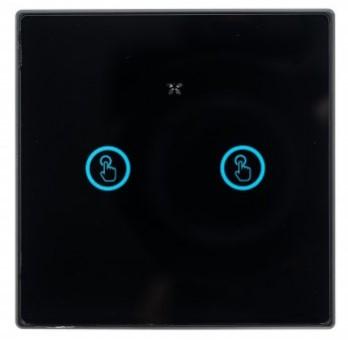Умный беспроводной Wi-Fi выключатель (2 клавиши) Powerlite-M2 (Черный)