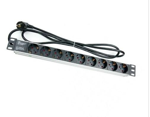 Блок розеток в шкаф 19″ на 9 розеток со шнуром, черный PDU-LX-02 9P.SW