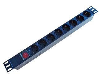 Блок розеток в шкаф 19″ на 8 розеток со шнуром, черный PDU-1U-G8-K