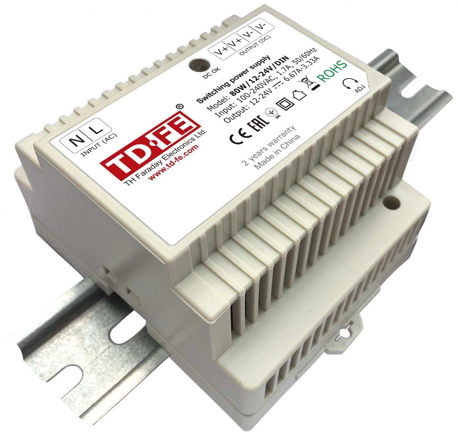 Блок питания на DIN-рейку 80W/12-24V/DIN