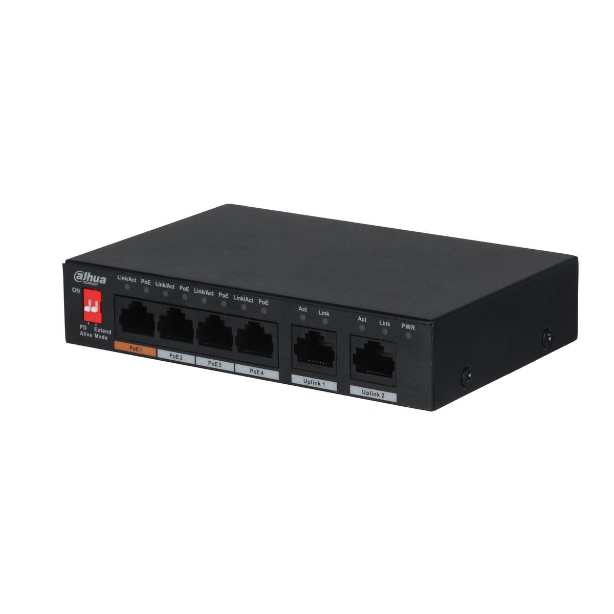 6-портовый неуправляемый PoE-коммутатор Dahua PFS3006-4ET-60