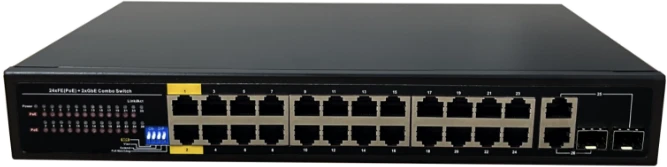 24 портовый гигабитный коммутатор POE RedLine RL-SW24P2S2.ZE
