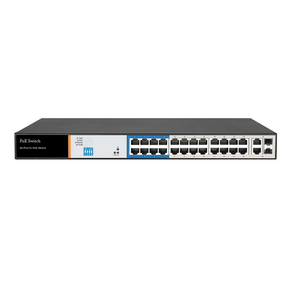 24 портовый коммутатор POE RedLine RL-SW24P2S1